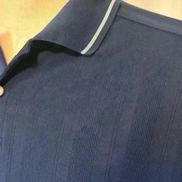 Men’s 2 Button Polo. Blue On Blue Stripe. Size XL. Collared. Short Sleeve - Picture 2 of 6